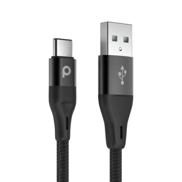 بوردو مضفر USB-A إلى Type-C (3 أمبير 1.2 متر) لون أسود